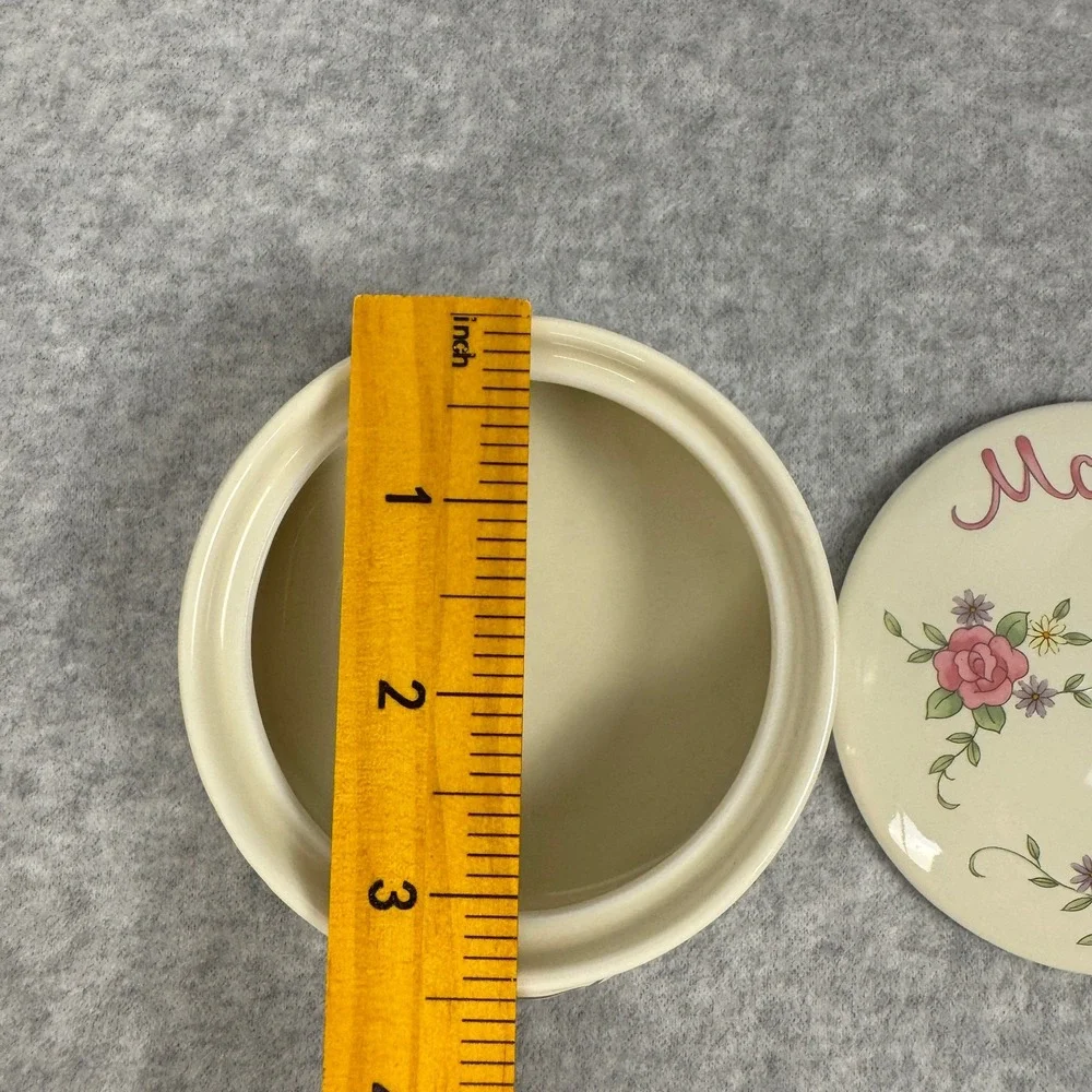 Vintage Porcelain Mother Trinket Box Japan Cream Pink Green with Gilded Gold Bow